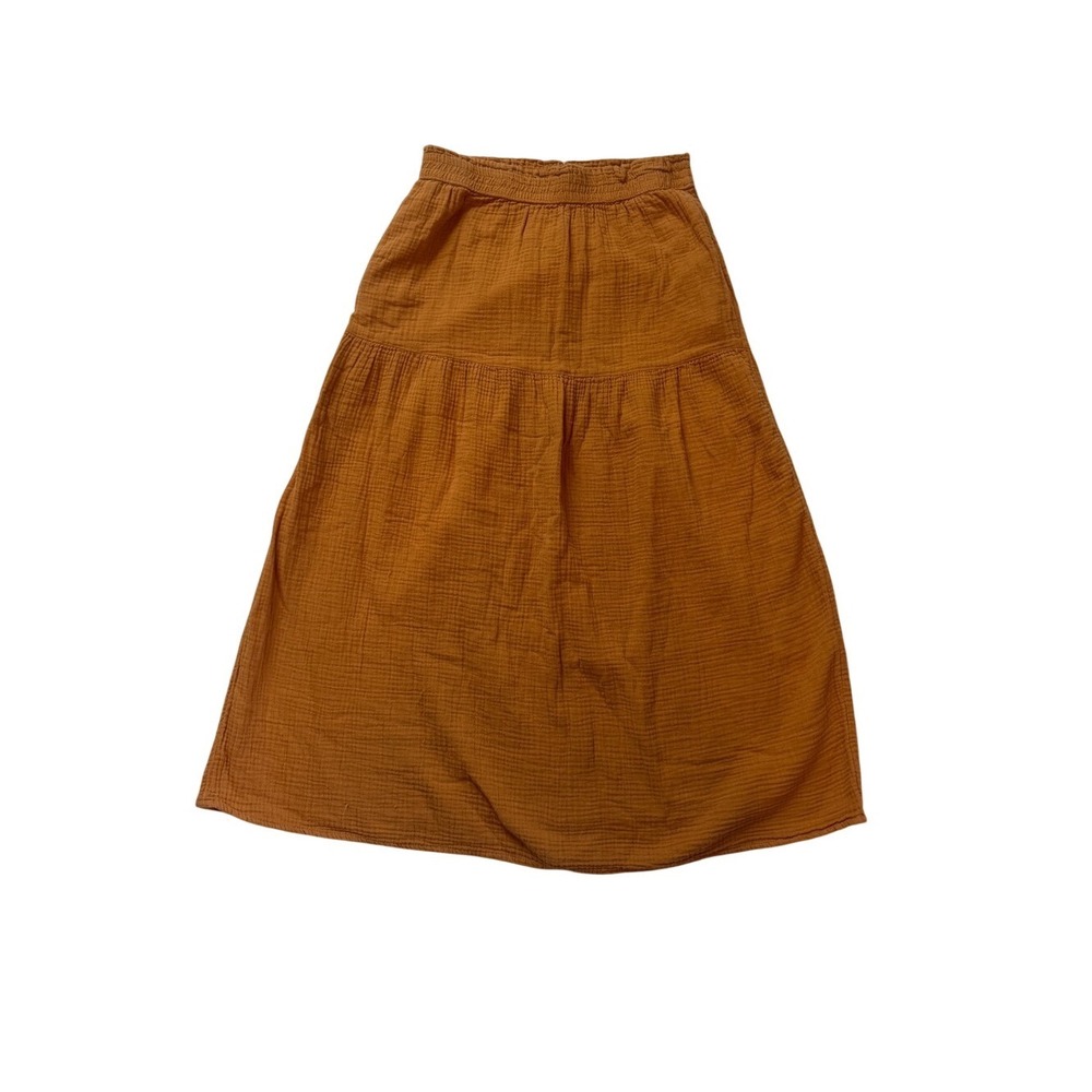 Universal Thread Caramel Brown Gauze Tiered Midi Skirt S Neutral Lagenlook Boho